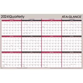 At-A-Glance 2024 Quarterly A123 At-A-Glance Dry Erase Wall Calendar, 24 x 36"