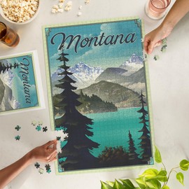 Lantern Press 1000 Piece Jigsaw Puzzle, Montana, Lithograph National Park Series