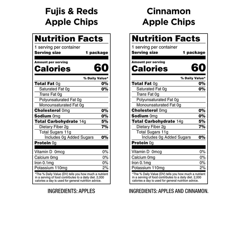 bare Baked Crunchy Apple Chips, 2 Flavor Variety, 0.53oz Snack