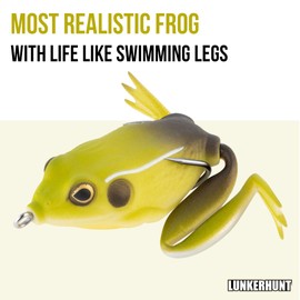 LUNKERHUNT | Frog Fishing Lure for Bass Fishing | Pocket Frog Lure 1.75 Inch | Topwater Fishing Lures with Weedless Hooks for Trout, Pike in Saltwater and Fresh Water