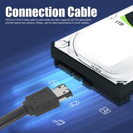 ciciglow SATA Cable, 50 cm/100 cm, PVC ESATA to SATA Male to Male M/M Shielded, Serial ATA Cable with Shrapnel Fit for External Hard Drive (100 cm)