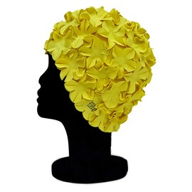 Blue Reef Isla Floral Ladies Classic Retro 3D Flower Petal Plain One Colour Stylish Vintage Swimming Hat Swim Cap One Size Adults (Yellow)