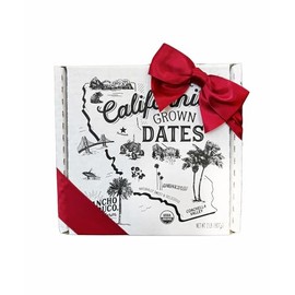 Rancho Meladuco Date Farm 2 lb. Box with Red Satin Ribbon | Contains Whole, Un-Pitted, Organic, California-Grown Medjool Dates | Fresh, Sweet & Delicious | Great for Holidays, Gifts & Special Occasions