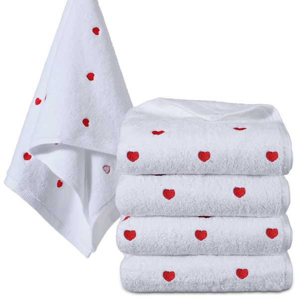 SmoothNovelty 4 Pcs Valentine's Day Hand Towels for Bathroom 13''