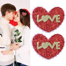 Valentine's Day Hair Clip Heart-shaped Bow Hair Clips for Girls Happy Valentine's Day Barrettes Cute Hair Accessories Nonslip Hair Clamp Clips for Thick and Thin 2Pcs