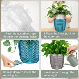 2 Pack Self Watering Pots, 5.7 Inch, with Drainage Holes, Klein Blue
