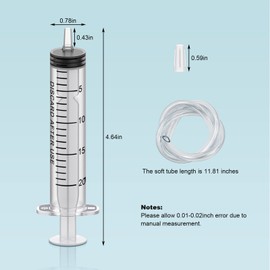 30 Pack 20ml Plastic Syringe Sterile Individual Wrap with Cap, Measurement and Dispensing Syringe Tools for Science Labs, Liquid Measuring, Feeding Pets, Oil or Glue Applicator (30, 20ml)