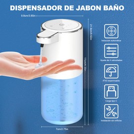 CAVIGLTE Dispensador de Jabon Baño, 400ml Dispensador de Jabon, Despachador de Jabon Liquido con 4 Modos, Jaboneras para Baño Liquido sin Contacto Recargable