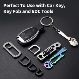 TIKIDESIGN Titanium Key Rings, D Ring Car Key Holder Titanium Keychain D Screw Shackle Car Key Ring for Home Car Keys, M-PVD Black, M
