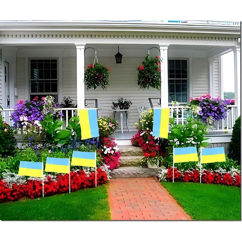 20 Pack Ukraine Flags Ukrainian Stick Flag Small Mini Handheld