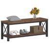 BON AUGURE 2 Tier Shoe Bench with Storage, Wood Metal