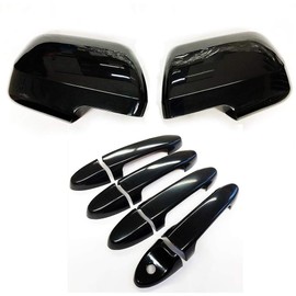 S SIZVER Ultra Finish Glossy-Black Series 8pcs Door Handle Covers+2pcs Full Mirror Covers Compatible with Ford Escape+Mercury Mariner+Mazda Tribute