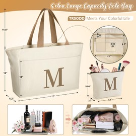 TRSODD Birthday Gifts for Women Mothers Day Gifts for Mom Wife Grandma Daughter Sister Teacher Bridesmaid Tote Bag and Makeup Bag T