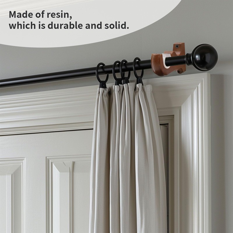 Nicerity 2Pcs Wooden Curtain Rod Brackets Drapery Rod, Support Bracket