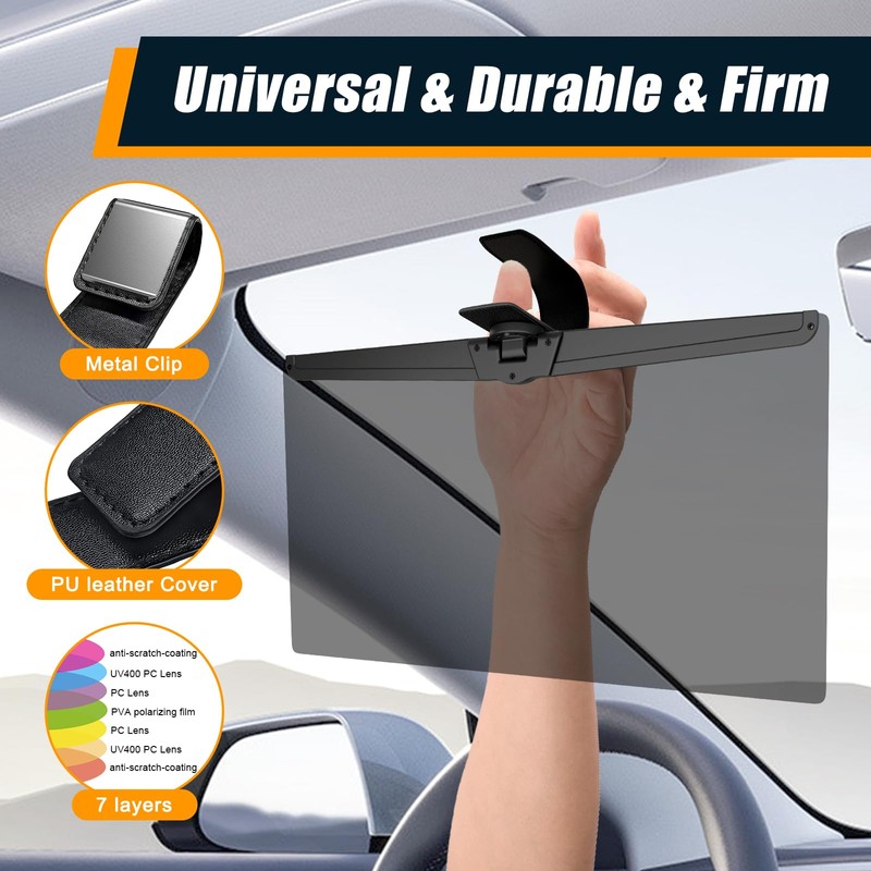 Veharvim Sun Visor Extender for Cars, Upgraded Polarized Car Visor
