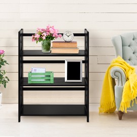 Casual Home Casual Home Montego 3-Shelf Folding Bookcase, Black
