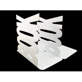 Winterworm Fashion Simple Style Lengthways Book Pattern Nonskid Bookends Book end for Home Office Kitchen Study (White)