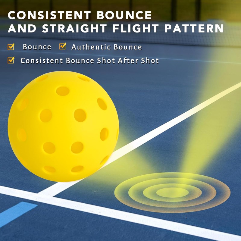 PICKLETECH Pickleball 20 Pack - 40 Holes Yellow Outdoor Pickleball