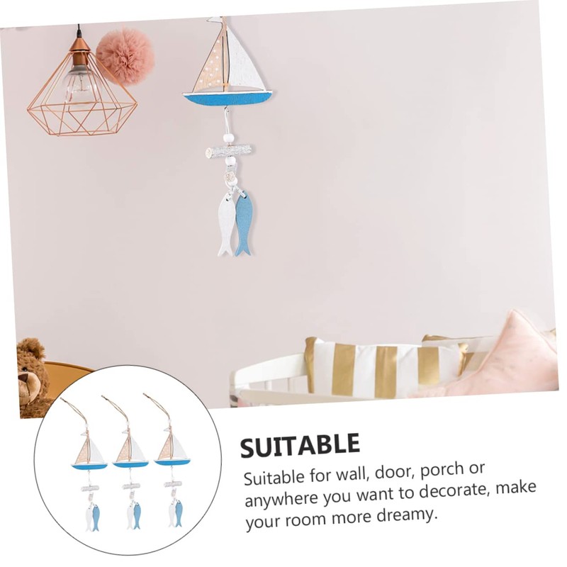 BIUDECO Wooden Fish Pendant Pcs Set Hanging Ornaments for Home