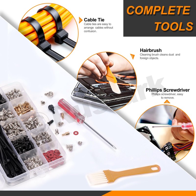 Rustark 293Pcs Computer Screws Assortment Kit Motherboard Standoffs Screws Set