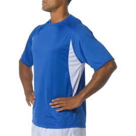A4 Men's Color Block Performance Interlock T-Shirt, X-Large, Royal/White