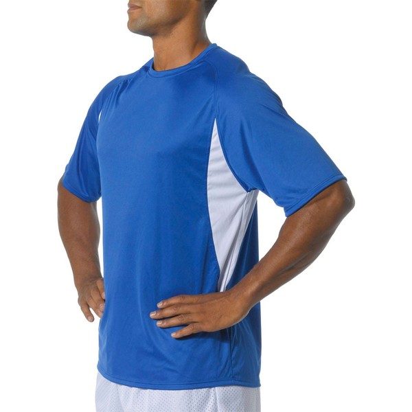 A4 Men's Color Block Performance Interlock T-Shirt, X-Large, Royal/White