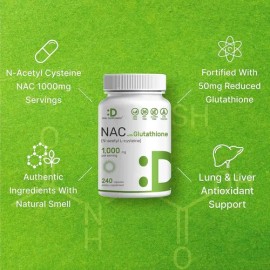 Nac N-acetil Cisteína 1,000 Mg  Glutatión 50mg Hecho En Usa Sabor Sn                                                                                  