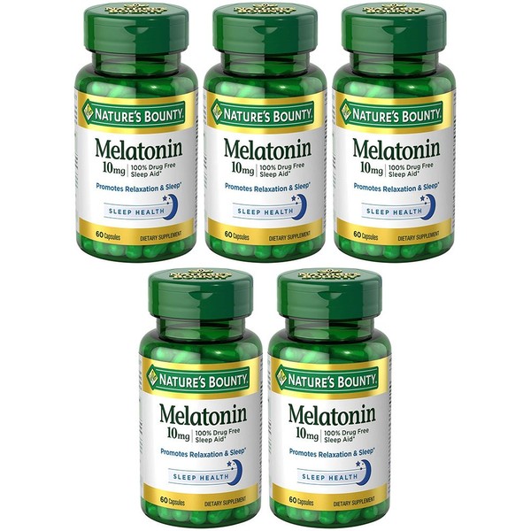 Melatonin 10 mg, 5 Bottles (60 Count)