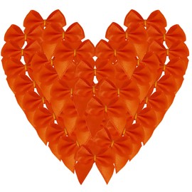 Micomon 50pcs 1.2-Inch Mini Satin Ribbon Bows for Crafts Small Orange Bows Christmas Decoration Embalishement Scrapbooking(3/8",Orange)