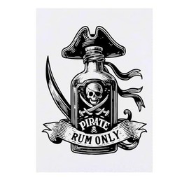 'Pirate Rum Bottle' Temporary Tattoo - Water Resistant, Skin-Safe, Non-Toxic Transfer (TO00085427)