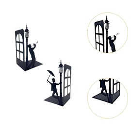 Fenteer Book Ends Book Holder Metal Support Nonskid Book Rack Bookends Book Stoppers for Living Room Office Playroom Study Bedroom