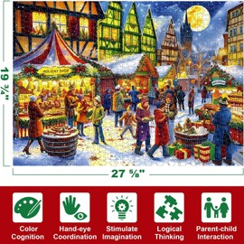 Asoulin Puzzle Advent Calendar 2024 Adults Kids, 1000 Piece Puzzle for Adults Christmas Advent Calendar, 24 Days Christmas Countdown Jigsaw Puzzles Holiday Family Game Gifts for Teen Boys Girls Age 6+