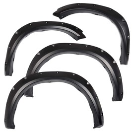 PIT66 Fender Flares, Compatible With Dodge Ram 1500 2009-2017, Paintable Smooth Matte Black Pocket Riveted Style Wheel Flares Set, 4 Pcs
