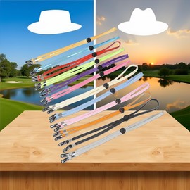 Hehglng 5 Pcs Multicolored Adjustable Hat Strap Clips Elastic Hats Removable Chin Cord, Windproof Hat Anti-Lost Cap Strap Clips for Golfing Boating Fishing Hat Outdoor, Fishing Hats (5 Colors)