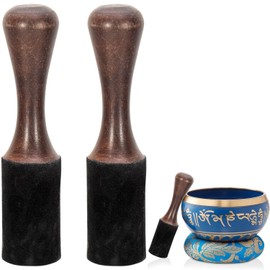 2 Pack Tibetan Singing Bowl Mallet Suede Wooden Striker Leather Wrapped Meditation Mallet Sound Bowl Stick Buddha Musical Instruments for Buddhist Meditation Yoga Chime Relaxation
