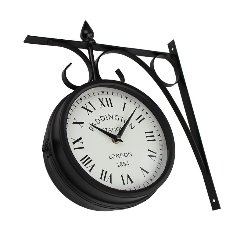 Wrought Iron Antique-Look Brown Round Double Sided Two Faces Retro