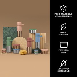 S'well Stainless Steel Mini Canister Set of Two, 2oz, Pink And Mauve Pyrite, Single Walled Durable Construction, Leakproof Silicone Lids, Dishwasher Safe