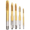 Bestgle 5pcs Hand Threading Tap Set HSS Titanium Coated Spiral