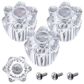 Enhon Shower Knob Replacement, Compatible with Pfister Contessa and Windsor Tub and Shower Faucets, Hot and Cold Faucet Handle Replacement, Newer Style, Clear Acrylic(3 Pieces)