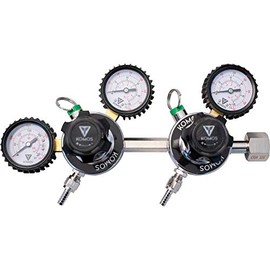 KOMOS® Dual Body CO2 Regulator - Includes 1/4" Barbs, Duotight (John Guest) Fittings, Gauge Guards, CGA320 Valve (Standard for CO2) PRV and Easy Turn Handles