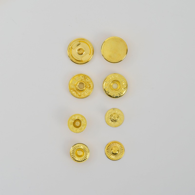 Sew-Free Press Studs, Diameter 12.5 mm, 20 Pairs, in Gold,