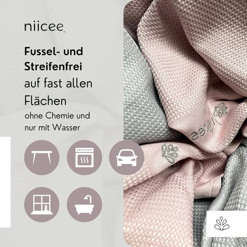 4 x niicee® microfibre cloths, cleaning cloth, all-purpose cloth, car