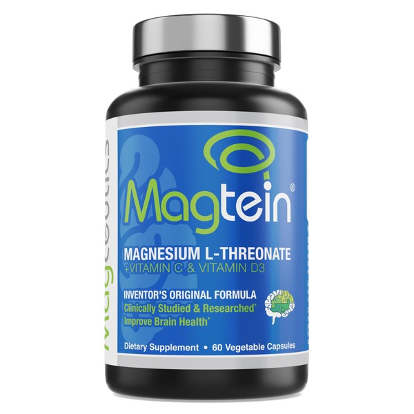 Magtein Magceutics Magnesium L-Threonate - Focus Magnesium, Supports Cognitive Function, with Vitamin C & D3-60 Veggie Capsules