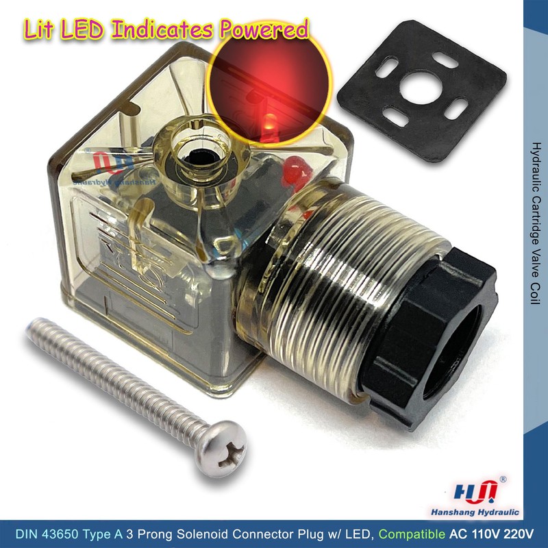 Hanshang Hydraulic DIN 43650 Type-A 3 Prong Plug for Solenoid
