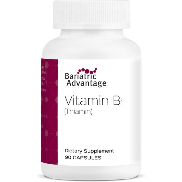 Bariatric Advantage Vitamin B1 Supplement, 100mg Thiamin Mononitrate Easy Swallow Two Piece Capsule - 90 Count