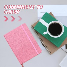 Lurrose Elastic Band Journal Glitter Notebook, Perfect for Daily Use, Travel Diary, Business Notepad, Small Notepad for Girls and Women