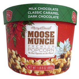 Harry & David Moose Munch Premium Popcorn 24 oz Holiday Drum