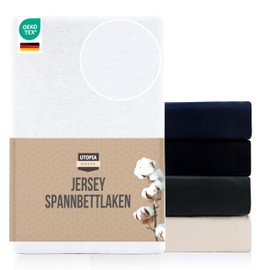 Utopia Bedding Jersey Fitted Sheet, White, 200 x 200 cm - 25 cm, Flat Sheet, Cotton Blend, Cuts for Thick Mattresses