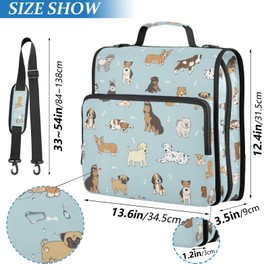 Cute Puppy Dog Binder Bag 3 Ring zipper with Handle Shoulder Strap for School Work Office Organizer Storage Case