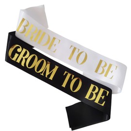 Groom to Be Sash and Bride to Be Sash(2 Pack), Black and White Bachelorette Sashes for Engagement Bridal Shower Bachelorette Party Supplies
